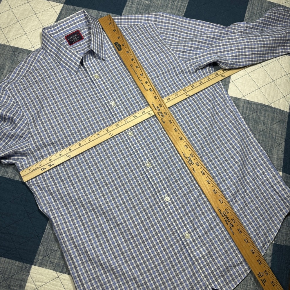 UNTUCKit Durif WF Mens Large Slim Fit Blue Gingham Wrinkle Free Button Down - Picture 5 of 8